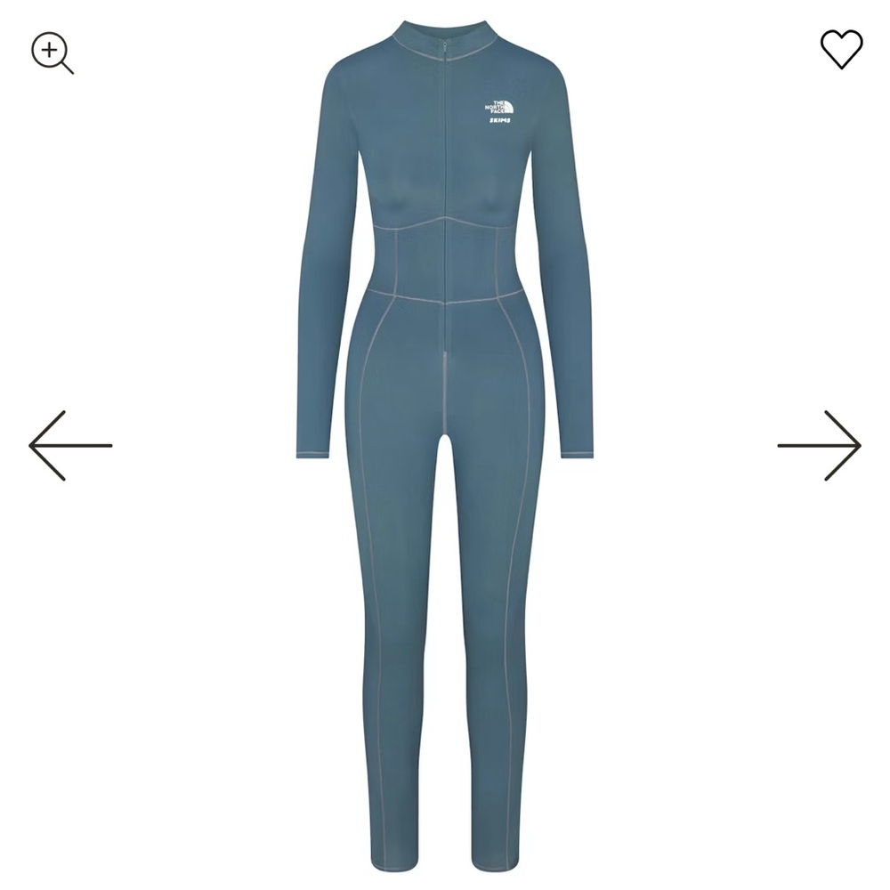 BNWT- SKIMS Long-Sleeve Full Zip Slate Blue Catsuit